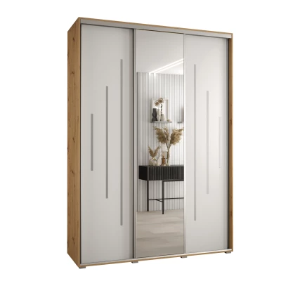 Šatní skříň ASIRI 13 - 180/45 cm, dub artisan / bílá / stříbrná