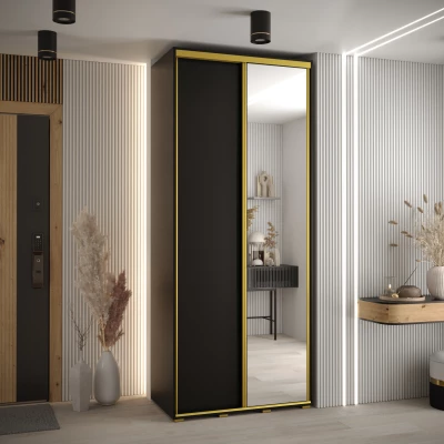 Šatní skříň ASIRI 3 - 100/45 cm, černá / zlatá