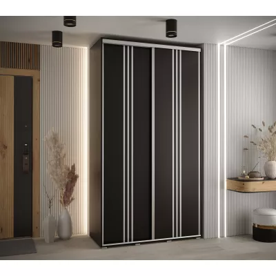 Šatní skříň ASIRI 6 - 130/60 cm, černá / stříbrná