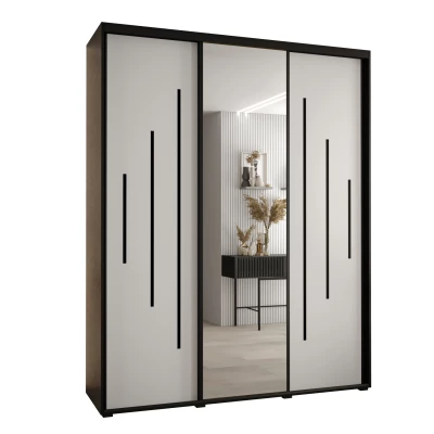 Šatní skříň ASIRI 13 - 190/45 cm, černá / bílá / černá