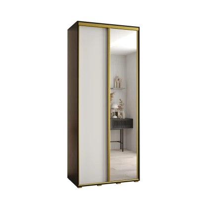 Šatní skříň ASIRI 3 - 100/45 cm, černá / bílá / zlatá