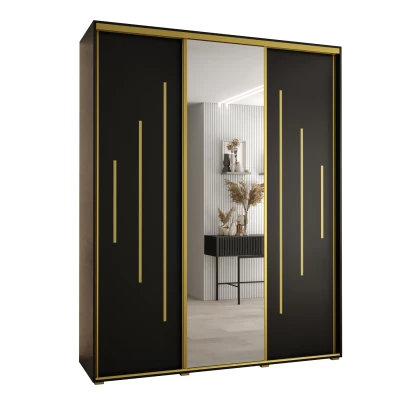 Šatní skříň ASIRI 13 - 190/45 cm, černá / zlatá