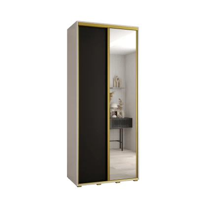 Šatní skříň ASIRI 3 - 100/45 cm, bílá / černá / zlatá