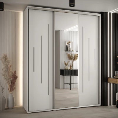 Šatní skříň ASIRI 13 - 200/45 cm, bílá / stříbrná