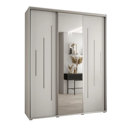 Šatní skříň ASIRI 13 - 200/45 cm, bílá / stříbrná