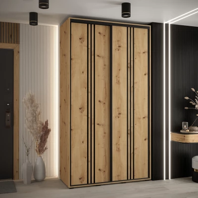 Šatní skříň ASIRI 6 - 130/45 cm, dub artisan / černá