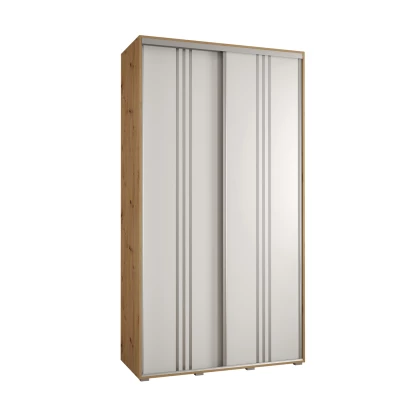 Šatní skříň ASIRI 6 - 130/45 cm, dub artisan / bílá / stříbrná