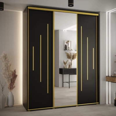 Šatní skříň ASIRI 13 - 200/45 cm, černá / zlatá