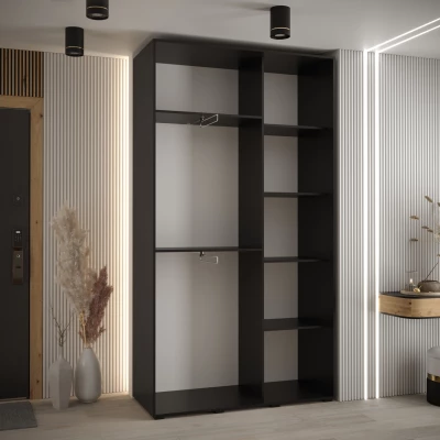 Šatní skříň ASIRI 6 - 130/45 cm, černá / stříbrná