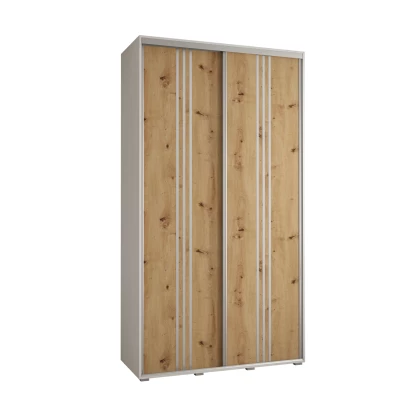 Šatní skříň ASIRI 6 - 130/45 cm, bílá / dub artisan / stříbrná