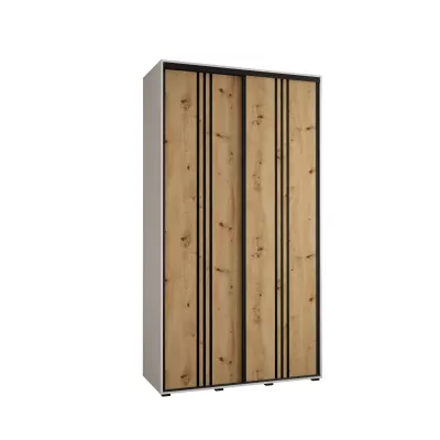 Šatní skříň ASIRI 6 - 130/45 cm, bílá / dub artisan / černá