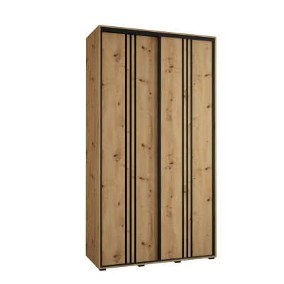 Šatní skříň ASIRI 6 - 140/60 cm, dub artisan / černá