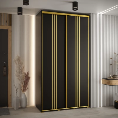 Šatní skříň ASIRI 6 - 140/60 cm, černá / zlatá