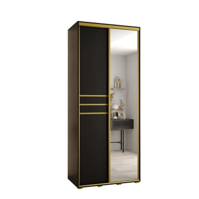 Šatní skříň ASIRI 11 - 100/45 cm, černá / zlatá