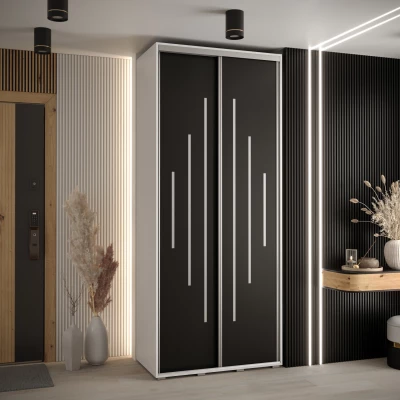 Šatní skříň ASIRI 12 - 100/45 cm, bílá / černá / stříbrná