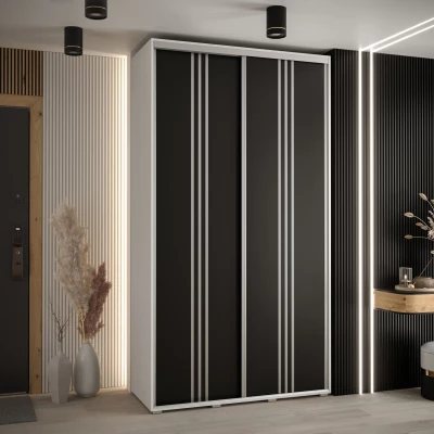 Šatní skříň ASIRI 6 - 140/60 cm, bílá / černá / stříbrná