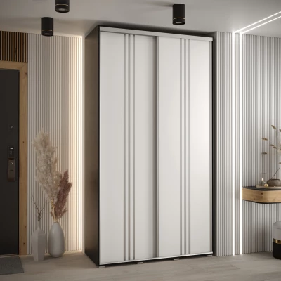 Šatní skříň ASIRI 6 - 140/45 cm, černá / bílá / stříbrná