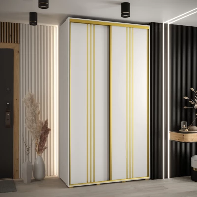 Šatní skříň ASIRI 6 - 140/45 cm, bílá / zlatá