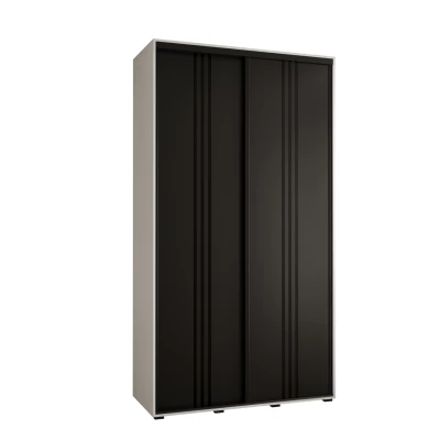Šatní skříň ASIRI 6 - 140/45 cm, bílá / černá / černá