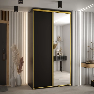 Šatní skříň ASIRI 3 - 130/45 cm, černá / zlatá