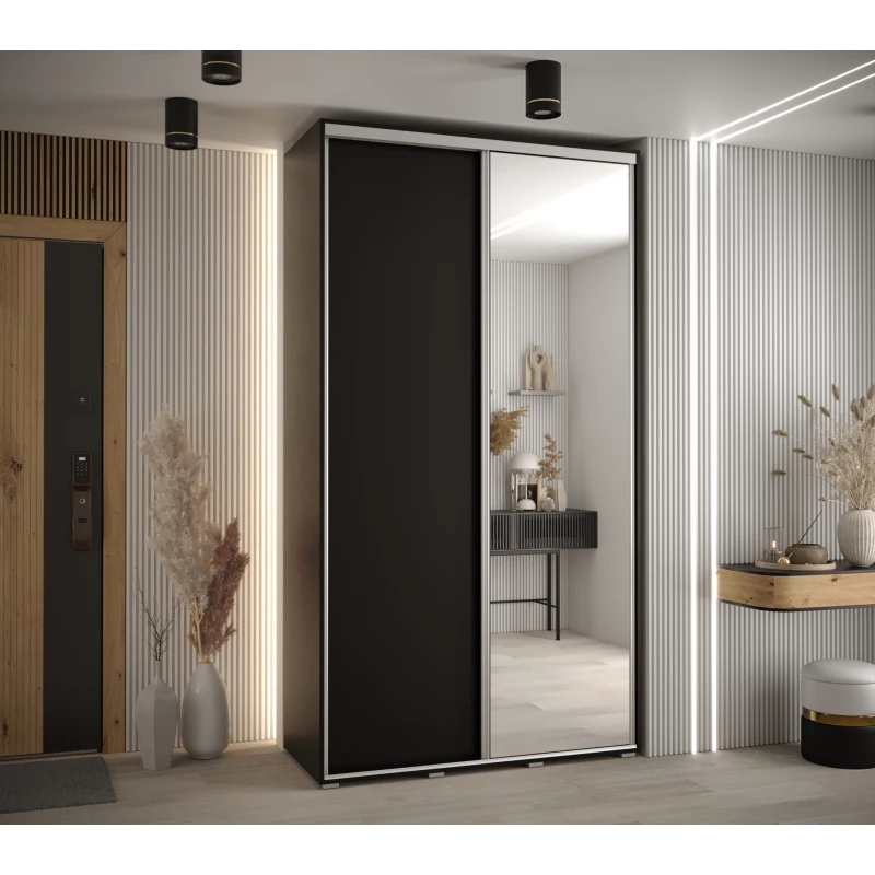 Šatní skříň ASIRI 3 - 130/45 cm, černá / stříbrná