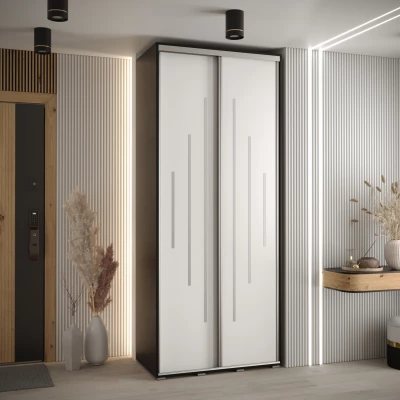 Šatní skříň ASIRI 12 - 110/45 cm, černá / bílá / stříbrná