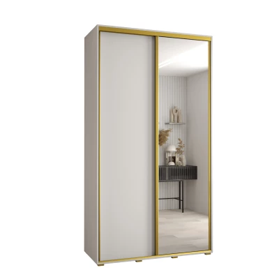Šatní skříň ASIRI 3 - 130/45 cm, bílá / zlatá