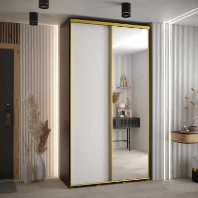 Šatní skříň ASIRI 3 - 140/45 cm, černá / bílá / zlatá