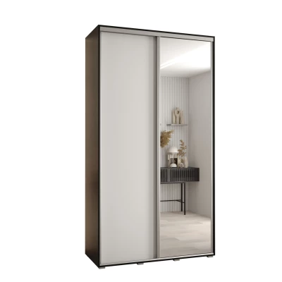 Šatní skříň ASIRI 3 - 140/45 cm, černá / bílá / stříbrná