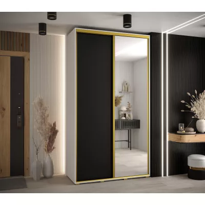 Šatní skříň ASIRI 3 - 140/45 cm, bílá / černá / zlatá