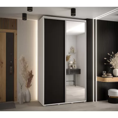 Šatní skříň ASIRI 3 - 140/45 cm, bílá / černá / stříbrná