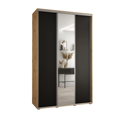 Šatní skříň ASIRI 3 - 150/45 cm, dub artisan / černá / stříbrná