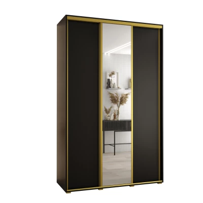 Šatní skříň ASIRI 3 - 150/45 cm, černá / zlatá