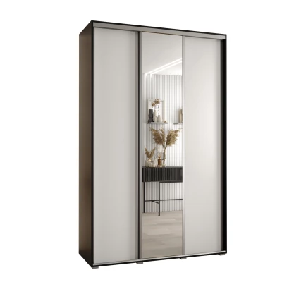 Šatní skříň ASIRI 3 - 150/45 cm, černá / bílá / stříbrná