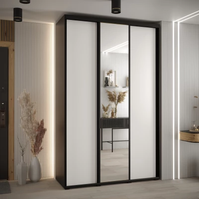 Šatní skříň ASIRI 3 - 150/45 cm, černá / bílá / černá