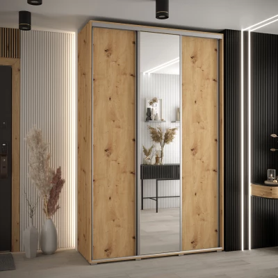 Šatní skříň ASIRI 3 - 160/45 cm, dub artisan / stříbrná