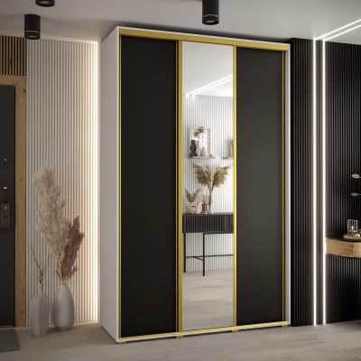 Šatní skříň ASIRI 3 - 160/45 cm, bílá / černá / zlatá