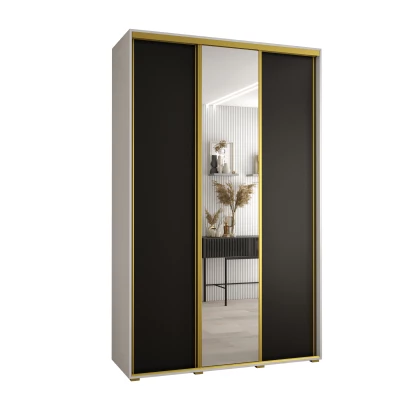 Šatní skříň ASIRI 3 - 160/45 cm, bílá / černá / zlatá