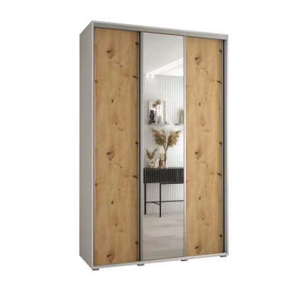 Šatní skříň ASIRI 3 - 160/45 cm, bílá / dub artisan / stříbrná