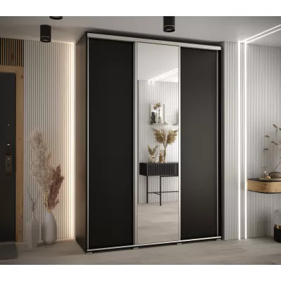 Šatní skříň ASIRI 3 - 170/45 cm, černá / stříbrná