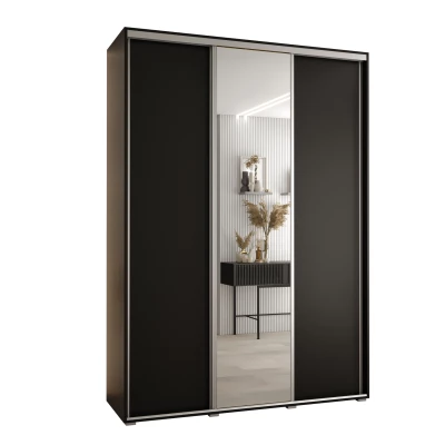 Šatní skříň ASIRI 3 - 170/45 cm, černá / stříbrná