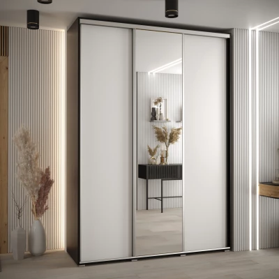 Šatní skříň ASIRI 3 - 170/45 cm, černá / bílá / stříbrná