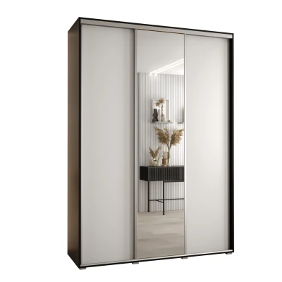 Šatní skříň ASIRI 3 - 170/45 cm, černá / bílá / stříbrná
