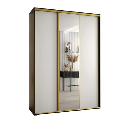 Šatní skříň ASIRI 3 - 180/45 cm, černá / bílá / zlatá