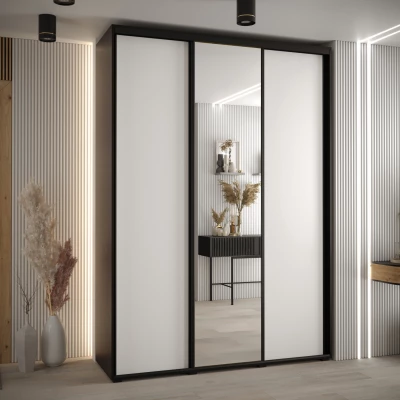 Šatní skříň ASIRI 3 - 180/45 cm, černá / bílá / černá