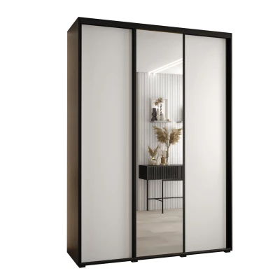 Šatní skříň ASIRI 3 - 180/45 cm, černá / bílá / černá