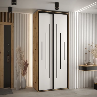 Šatní skříň ASIRI 12 - 110/45 cm, dub artisan / bílá / černá