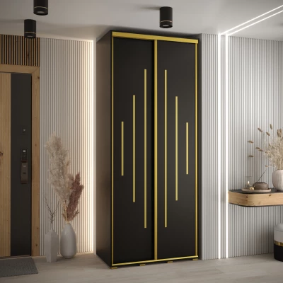 Šatní skříň ASIRI 12 - 120/45 cm, černá / zlatá