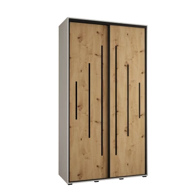 Šatní skříň ASIRI 12 - 140/45 cm, bílá / dub artisan / černá