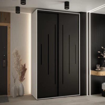 Šatní skříň ASIRI 12 - 140/45 cm, bílá / černá / černá